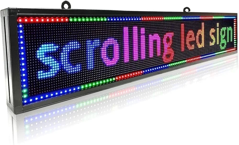 Programmable multi-color scrolling LED message sign board for storefront business advertising in Uganda