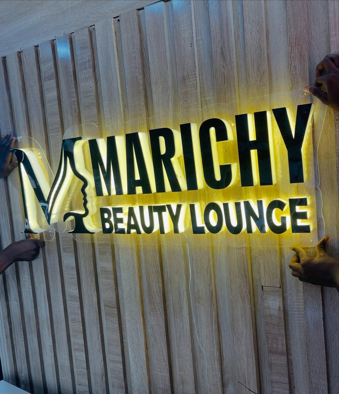 Contour-Cut Clear Acrylic Backed 3D Typography & Faux-Neon Edge-Lit Wall Sign
